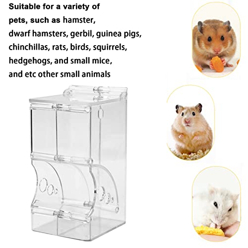 Lucky Interests 2 pcs Hamster Automatic Feeder 300ml, Hamster Food Dispenser with Brackets Small Animals Food Bowl for Dwarf Hamster Guinea Pig Chinchilla Gerbil Bird Hedgehog Ferret with 2 Spoon