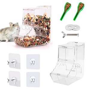 lucky interests 2 pcs hamster automatic feeder 400ml, hamster food dispenser with brackets small animals food bowl for dwarf hamster guinea pig chinchilla gerbil bird hedgehog ferret with 2 spoon