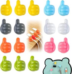 nenrte silicone thumb wall hook - 2022 new 16 pcs multi-function self-adhesive wall decoration hook for cable clip key hat makeup brush, home office wall storage