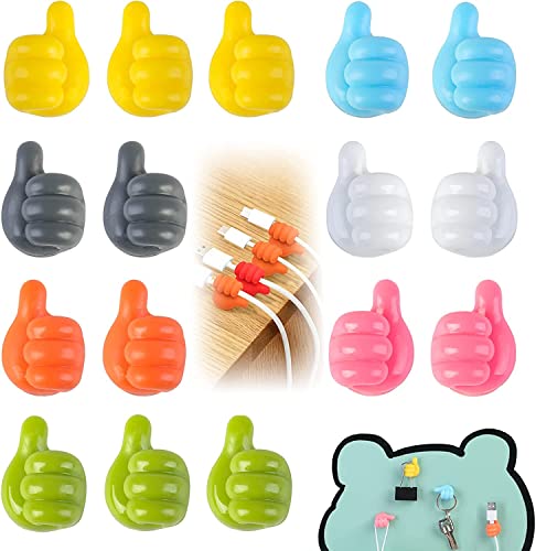 NENRTE Silicone Thumb Wall Hook - 2022 New 16 PCS Multi-Function Self-Adhesive Wall Decoration Hook for Cable Clip Key hat Makeup Brush, Home Office Wall Storage