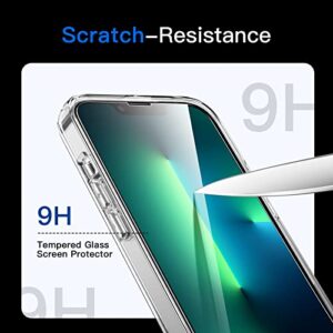 JETech 2 in 1 Case for iPhone 13 Pro Max 6.7-Inch, with 2-Pack Screen Protector, Non-Yellowing Shockproof Bumper Phone Cover, Full Coverage Tempered Glass Film (Clear)