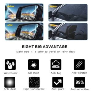 LELTLIMH Car Rearview Mirror Film Rainproof Waterproof Mirror Film Anti Fog HD Clear Nano Coating Car Film for Car Mirrors and Side Windows, Various Shapes Mirror Stickers (10)