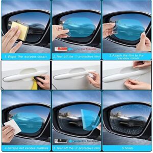 LELTLIMH Car Rearview Mirror Film Rainproof Waterproof Mirror Film Anti Fog HD Clear Nano Coating Car Film for Car Mirrors and Side Windows, Various Shapes Mirror Stickers (10)