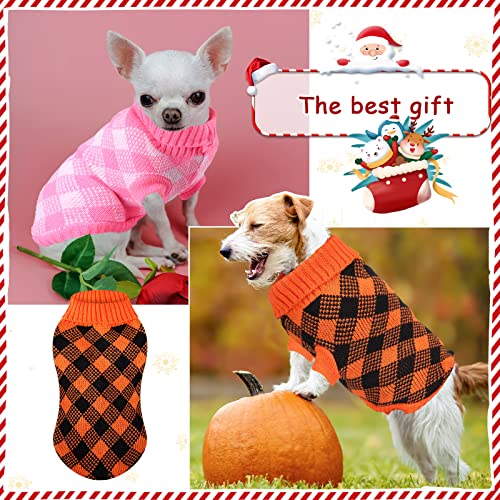 6 Pieces Plaid Dog Sweater Christmas Dog Sweater Buffalo Plaid Dog Sweater Holiday Pet Knitted Clothes for Big Medium Small Dogs Christmas Winter Holiday Cosplay (Small)