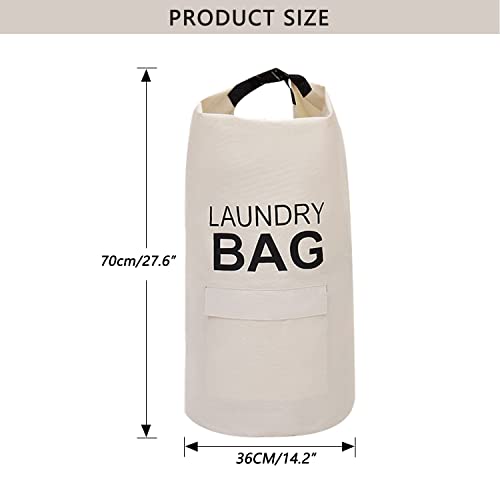 Cutyoung Laundry Bags, Heavy Duty Large Laundry Bag, Big Laundry Hamper Bag, Hanging Laundry Basket, Collapsible Laundry Baskets(Beige, 70L)