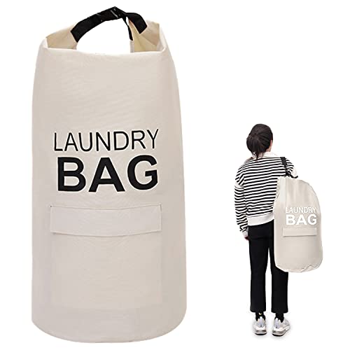 Cutyoung Laundry Bags, Heavy Duty Large Laundry Bag, Big Laundry Hamper Bag, Hanging Laundry Basket, Collapsible Laundry Baskets(Beige, 70L)