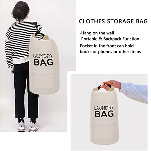 Cutyoung Laundry Bags, Heavy Duty Large Laundry Bag, Big Laundry Hamper Bag, Hanging Laundry Basket, Collapsible Laundry Baskets(Beige, 70L)