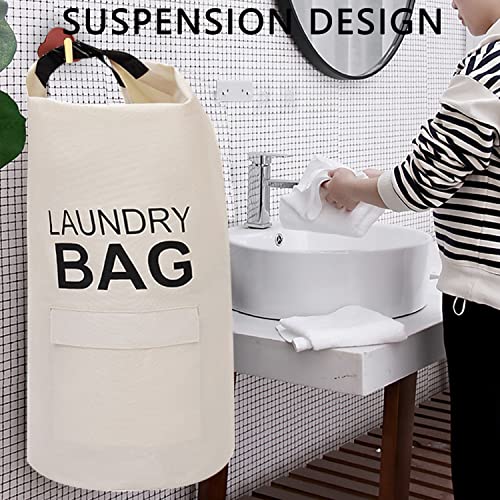 Cutyoung Laundry Bags, Heavy Duty Large Laundry Bag, Big Laundry Hamper Bag, Hanging Laundry Basket, Collapsible Laundry Baskets(Beige, 70L)