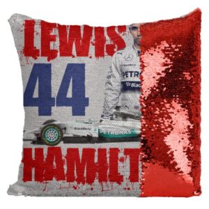 lewis hamilton racer 2018 f1 racing 44 number sequin pillow cover gift, magic sequin cushion merchandise, throw home decor, merch 40 x 40 cm (no insert)