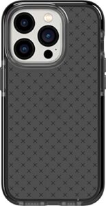 tech21 iphone 14 pro evo check – shock-absorbing & slim protective phone case with 16ft flexshock multi-drop protection & extra buttons