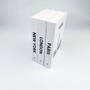 RG Custom Works - Decorative Books - (3 Piece Set) - Timeless, Minimalist, Sleek Design - Paris/London/New York Set - Blank Pages