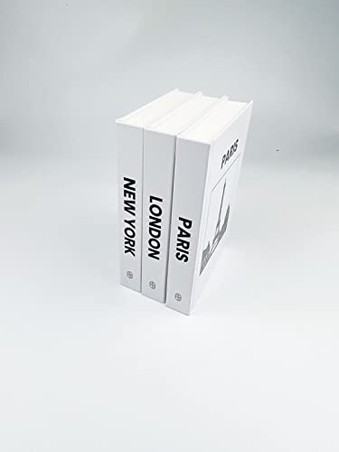 RG Custom Works - Decorative Books - (3 Piece Set) - Timeless, Minimalist, Sleek Design - Paris/London/New York Set - Blank Pages