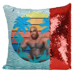 barry wood meme sitting on a bed sequin pillow cover gift, magic sequin cushion merchandise, throw home decor, merch 40 x 40 cm (no insert)