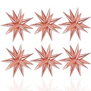 75 pieces 26" rose gold balloons star foil balloons mylar balloons for baby shower, 12 point large starburst balloons for gender reveal, wedding, magical prom or engagement party decors kids surprise