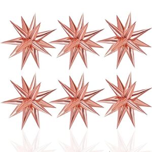 75 Pieces 26" Rose Gold Balloons Star Foil Balloons Mylar Balloons for Baby Shower, 12 Point Large Starburst Balloons for Gender Reveal, Wedding, Magical Prom or Engagement Party Decors Kids Surprise