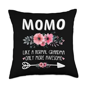 family 365 momo like a normal grandma only more awesome art flower throw pillow, 18x18, multicolor
