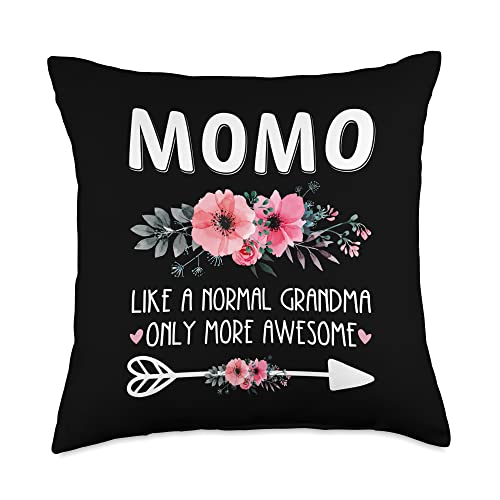 FAMILY 365 Momo Like A Normal Grandma Only More Awesome Art Flower Throw Pillow, 18x18, Multicolor