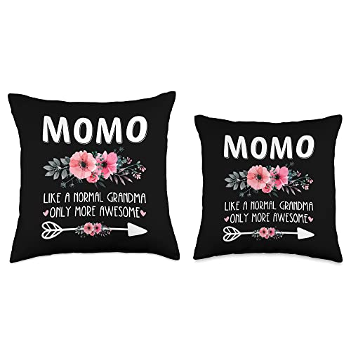 FAMILY 365 Momo Like A Normal Grandma Only More Awesome Art Flower Throw Pillow, 18x18, Multicolor