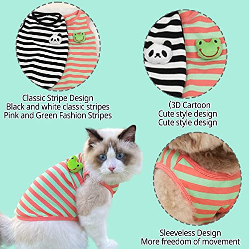 MESHEEN 2 Pack Dog Shirt Sleeveless for Small Dogs Made of Soft Skin Friendly Pure Cotton Breathable Stretch Fabric Keep Your Pet Cozy, Puppy Vest Use Classic Striped Style Design