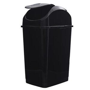 Superio Kitchen Trash Can with Swing Top Lid 9 Gallon Slim Waste Bin 37 Qt Sturdy Plastic Garbage Can Medium Recycling Bin for Office, Bathroom, Under Counter, Dorm, Bedroom (Black)