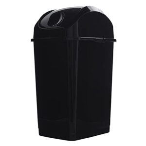 superio kitchen trash can with swing top lid 9 gallon slim waste bin 37 qt sturdy plastic garbage can medium recycling bin for office, bathroom, under counter, dorm, bedroom (black)
