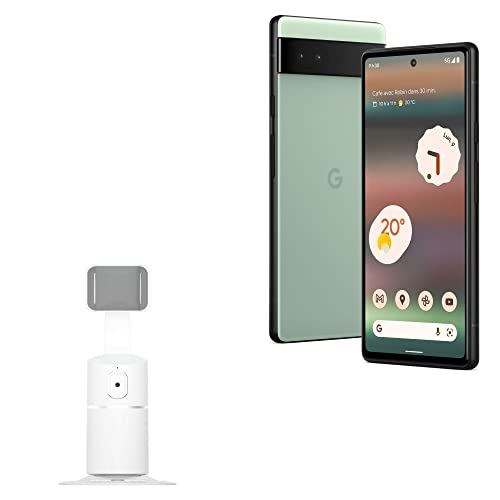 BoxWave Stand and Mount Compatible with Google Pixel 6a (Stand and Mount by BoxWave) - PivotTrack360 Selfie Stand, Facial Tracking Pivot Stand Mount for Google Pixel 6a - Winter White