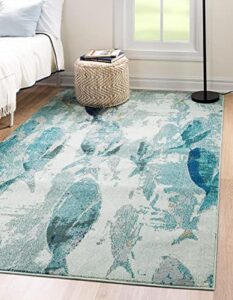 rugs.com amalfi collection rug – 4' x 6' light blue medium rug perfect for entryways, kitchens, breakfast nooks, accent pieces