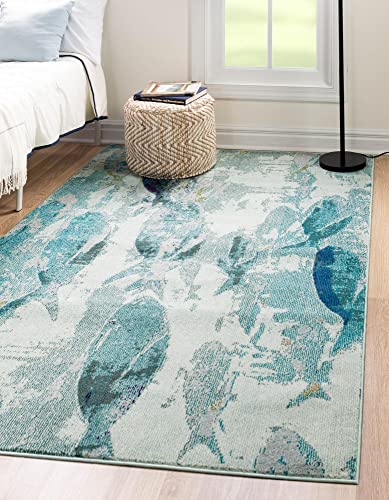 Rugs.com Amalfi Collection Rug – 4' x 6' Light Blue Medium Rug Perfect for Entryways, Kitchens, Breakfast Nooks, Accent Pieces