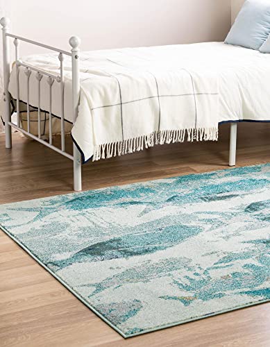 Rugs.com Amalfi Collection Rug – 4' x 6' Light Blue Medium Rug Perfect for Entryways, Kitchens, Breakfast Nooks, Accent Pieces