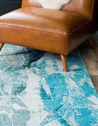 Rugs.com Amalfi Collection Rug – 4' x 6' Light Blue Medium Rug Perfect for Entryways, Kitchens, Breakfast Nooks, Accent Pieces