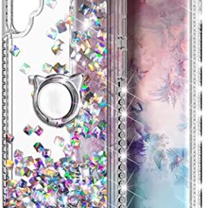 NGB Supremacy for Samsung Galaxy Note 10 Plus/Note 10 Plus 5G Case with Screen Protector (Maximum Coverage, Flexible TPU), Ring Holder/Wrist Strap, Glitter Liquid Cute Case (Clear Gem)