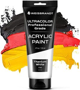 weisbrandt artist quality acrylic paint in assorted colors for artists & hobby painters, rich pigment, non fading and non toxic, titanium white, 4 oz
