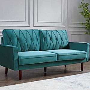 US Pride Furniture US Pride Funiture Modern Style Upholstered Tufted 69.3'' Wide 3 Seater Sofas, Blue Green