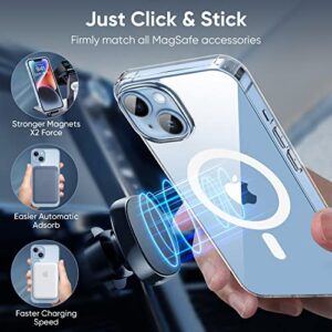 (2023 New) for iPhone 14 Case with MagSafe, [Strong Magnet] [Non-Yellowing] [10FT Military Grade Protection] Magnetic Clear Slim Phone Case Bumper Thin Cover for (Apple iPhone14, Clear Mag Safe)