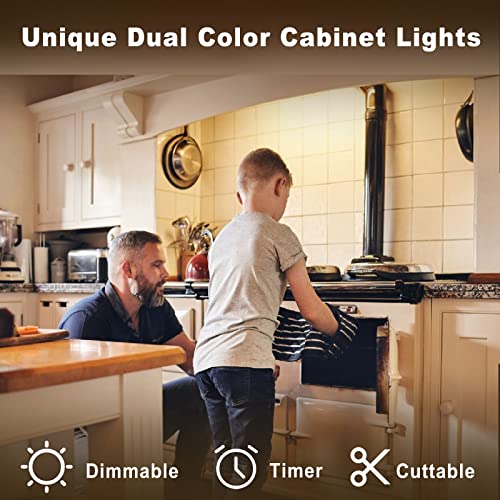 TJOY Under Cabinet Lighting Kit, 6PCS Dimmable Under Cabinet Lights, Touch and Remote Control, Led Strip Lights for Kitchen Cabinet, Counter, Shelf, Bookcase, 2700k-6500k Warm White to Daylight,9.8FT