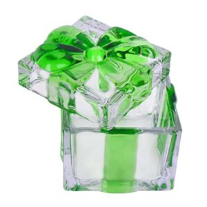 Gkesgm Heavy Crystal Glass Sugar Bowl with Bowknot Lid,Wedding Candy Cookies Storage Box,Decor Candy Tray,Green