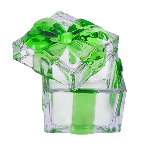 Gkesgm Heavy Crystal Glass Sugar Bowl with Bowknot Lid,Wedding Candy Cookies Storage Box,Decor Candy Tray,Green