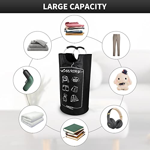 Large Laundry Baskets with Handles Easy Carry Laundry Hamper Waterproof Collapsible Laundry Bags for Kids Bedroom, College Dorms, Bathroom Storage and Laundry Room Service, 120L, Black, Riffty