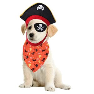 Gittcoll Anelekor Pirate Dog Cat Costume Suit Halloween Funny Pet Clothes with Pirate hat & Bandana Caribbean Style Cat Apparel Corsair Puppy Dressing Up Cosplay for Small Dogs Kitty (Navy)