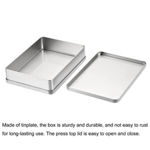 uxcell Metal Tin Box, 7.4" x 5.43" x 1.5" Rectangular Empty Tinplate Containers with Lids, Silver Tone, for Home Organizer, Candles, Gifts, Car Keys, Crafts Storage