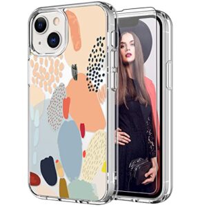 icedio phone case for iphone 14,hybrid iphone 14 case with tpu bumpers,back phone cover,raised bezels,drop tested clear iphone case with screen protector multi-colored painting cactus