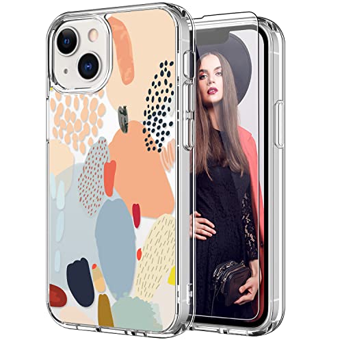 ICEDIO Phone Case for iPhone 14,Hybrid iPhone 14 Case with TPU Bumpers,Back Phone Cover,Raised Bezels,Drop Tested Clear iPhone Case with Screen Protector Multi-Colored Painting Cactus