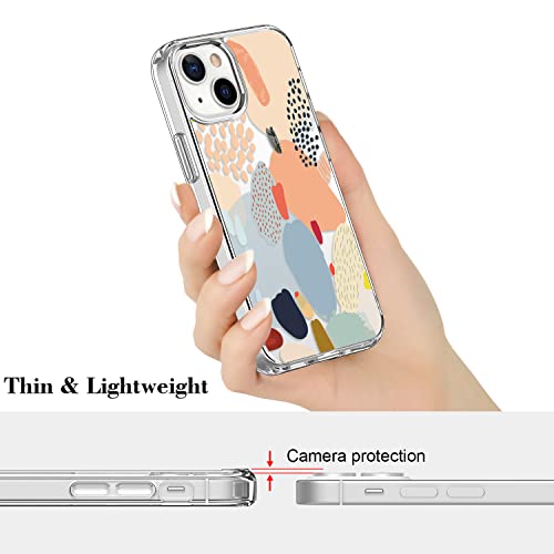 ICEDIO Phone Case for iPhone 14,Hybrid iPhone 14 Case with TPU Bumpers,Back Phone Cover,Raised Bezels,Drop Tested Clear iPhone Case with Screen Protector Multi-Colored Painting Cactus