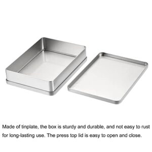 uxcell Metal Tin Box, 3pcs 7.4" x 5.43" x 1.5" Rectangular Empty Tinplate Containers with Lids, Silver Tone, for Home Organizer, Candles, Gifts, Car Keys, Crafts Storage