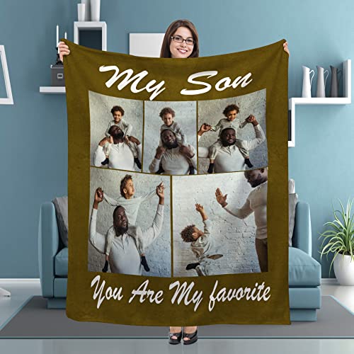 Personalized Blankets for Adults Custom Flannel Blanket with Picture Photos Text-Customizable Blanket as Gifts for Mom Father New Mom Best Friend Family for Wedding Birthday Anniversary 40"X30"