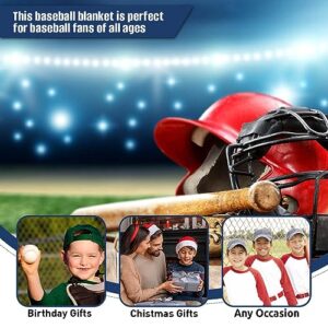 TEEMAN Personalized Baseball Fleece Sherpa Throw Blanket, Baseball Gifts for Boys 8-12, Custom Name Blanket for Baseball Fan Player, Blankets for Sports Fans Kids Boys Adults on Birthday