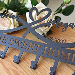 EXUNART Personalized Key Holder for Wall, Infinity Key Hooks, Coat Rack, Key Rack for Wall, Custom Name Rack, Decoration Hook, Decorative Metal Sign Key Hanger Home Decor for Wall .Wedding Gift