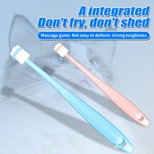 2 Pack Cat & Dog Toothbrush,360 Degree silicone pet Toothbrush,Cat Dental Care,Deep Clean,Independent Packaging,Bad Breath Tartar Teeth Care Dog Cat Cleaning Mouth pet cleaning covers (Blue&Pink)