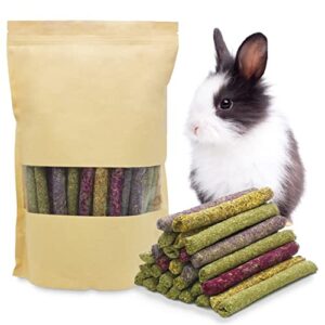 fhiny 68 pcs rabbit chew sticks, natural petals timothy hay sticks guinea pig chewing toys for teeth small animals molar snacks for bunny guinea pig chinchilla hamster