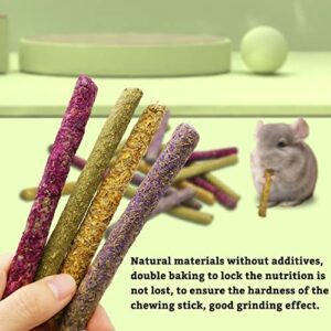 Fhiny 68 PCS Rabbit Chew Sticks, Natural Petals Timothy Hay Sticks Guinea Pig Chewing Toys for Teeth Small Animals Molar Snacks for Bunny Guinea Pig Chinchilla Hamster